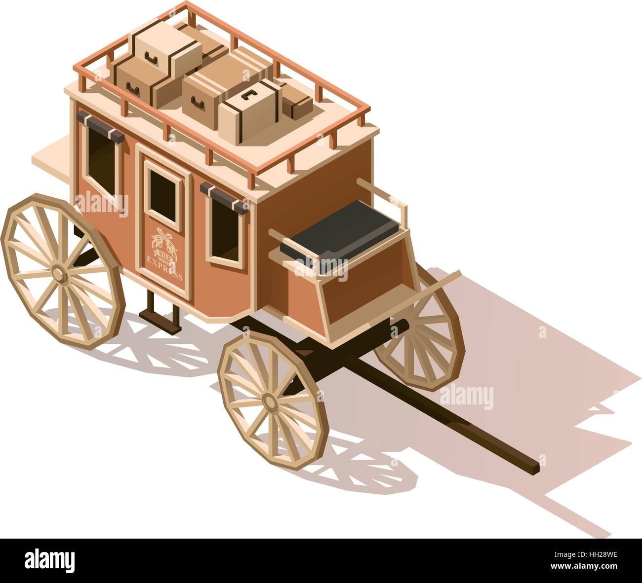 Vettore bassa isometrica poli stagecoach icona Illustrazione Vettoriale