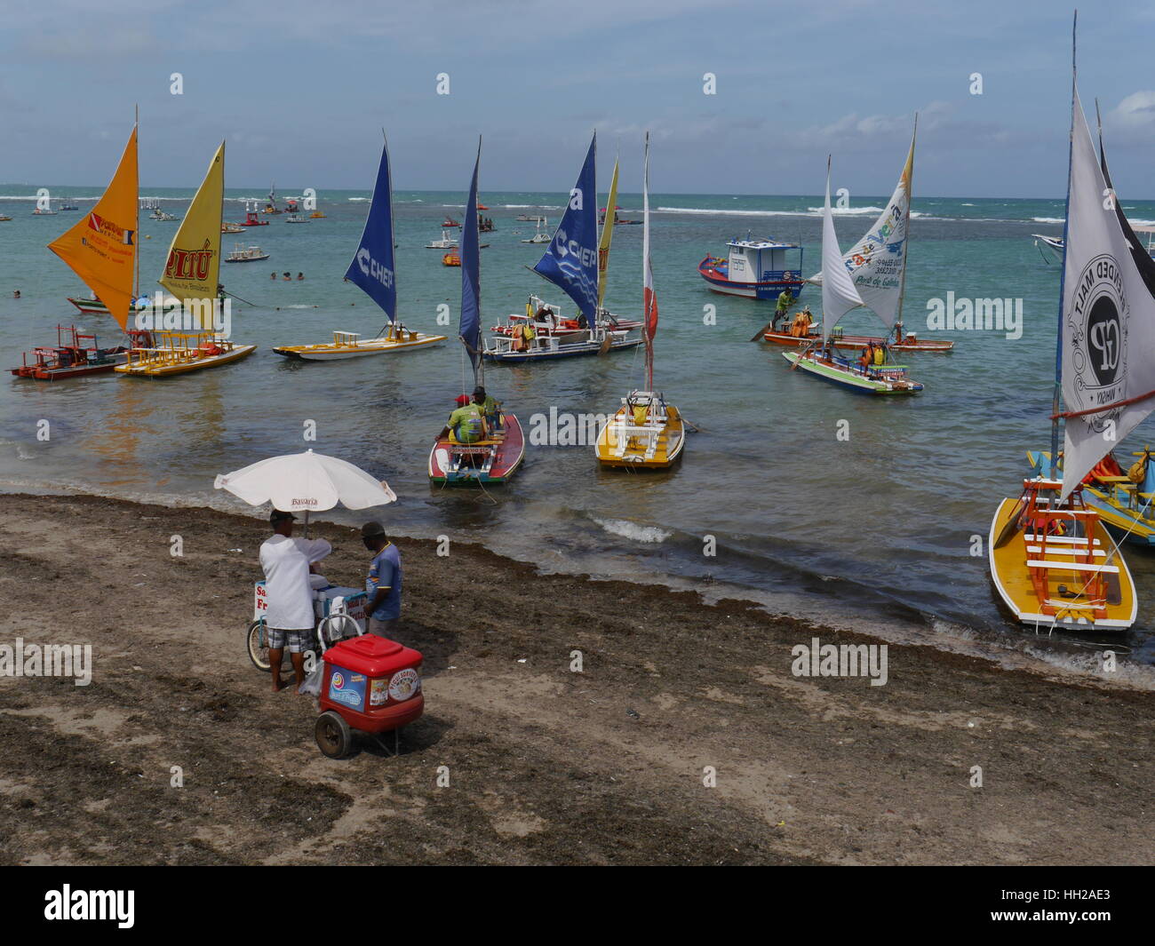 Vendita gelati sulla spiaggia di Porto de Galinhas Foto Stock