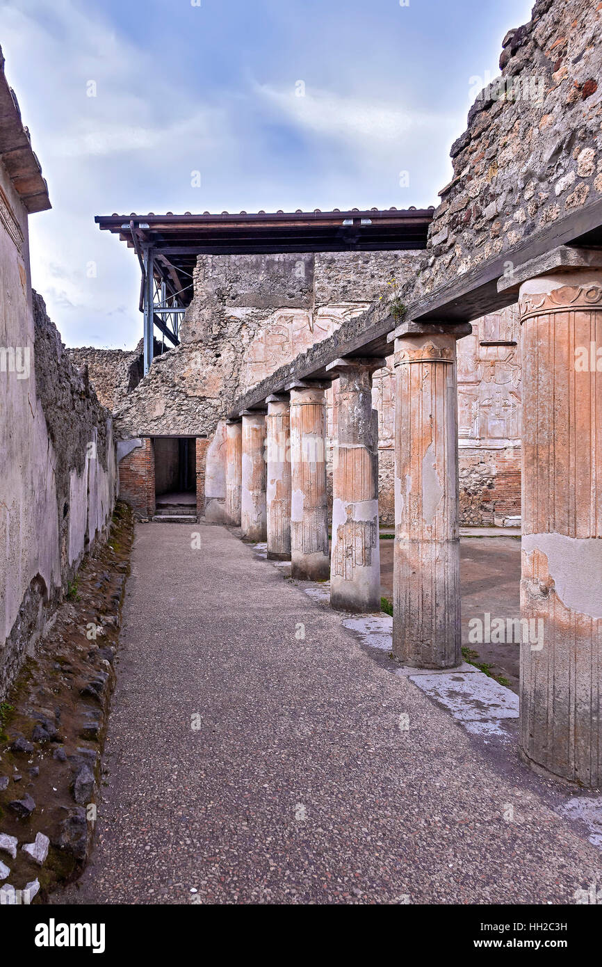Colonnato delle Terme di Stabys Campanla Pompei Italia Foto Stock