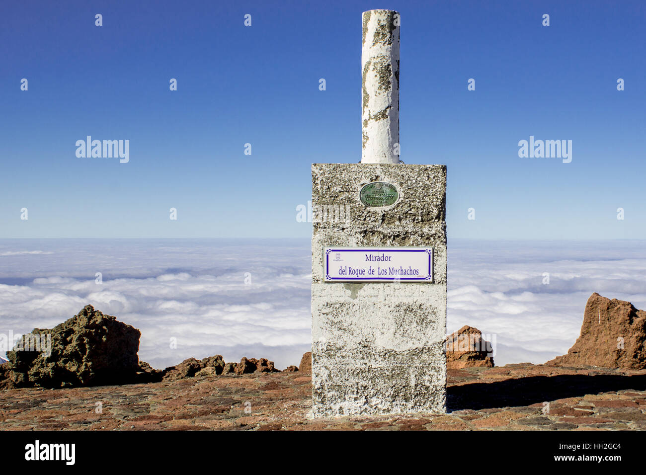 Mirador del Roque de los Muchachos. Il picco più alto di La Palma Isole Canarie Spagna. Foto Stock
