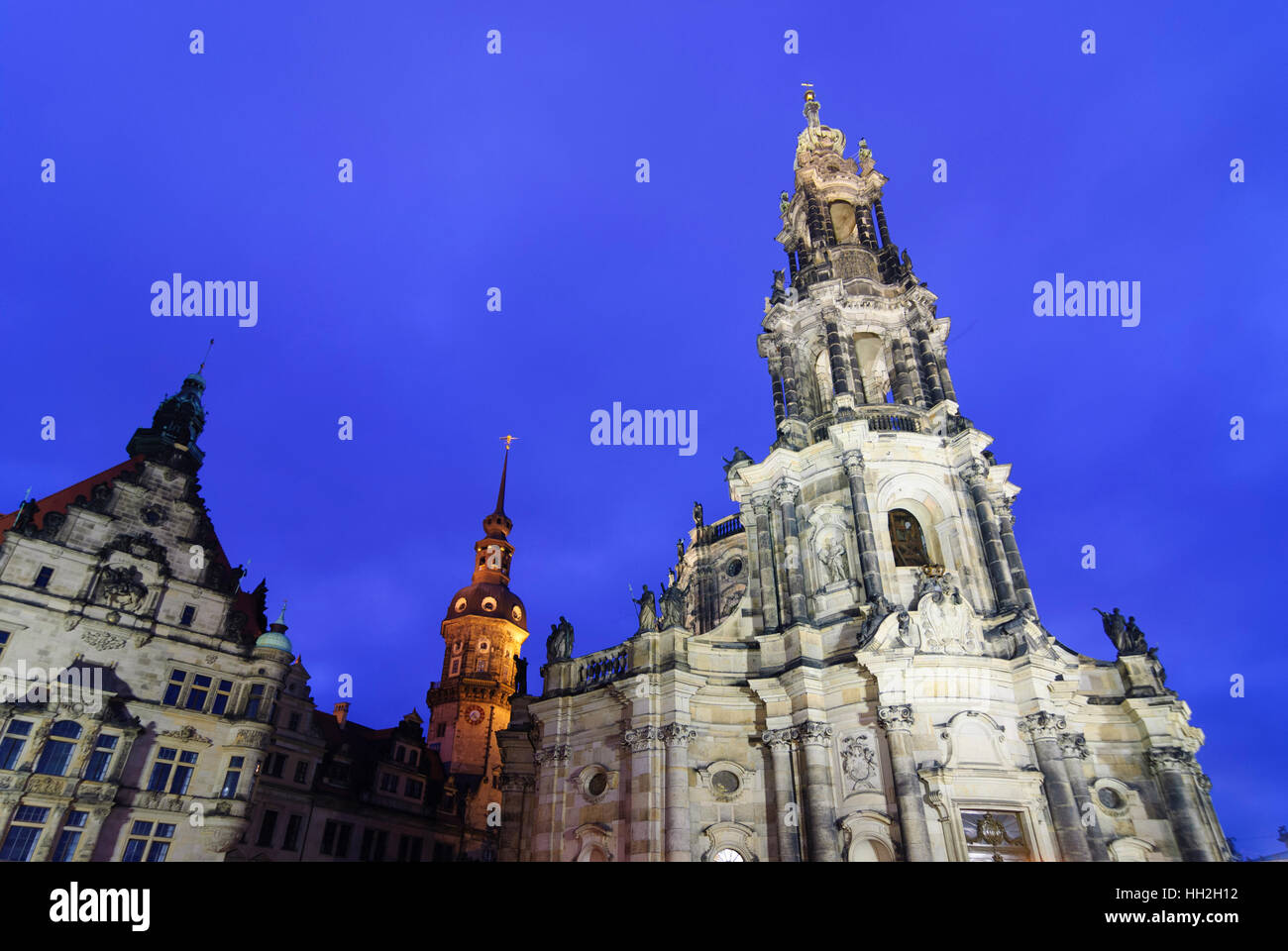 Dresda: torre di castello, la cattedrale, , Sachsen, Sassonia, Germania Foto Stock