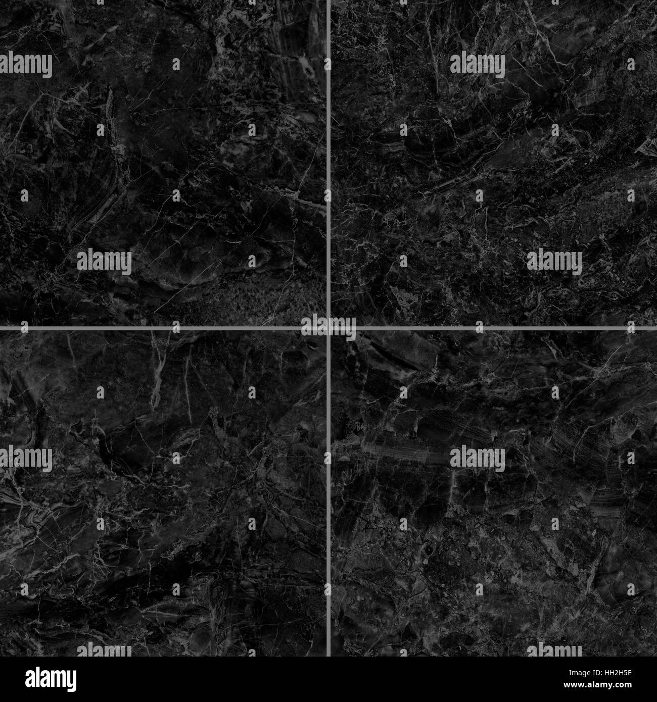 Quattro differenti di marmo nero texture. (Alta.res.) Foto Stock