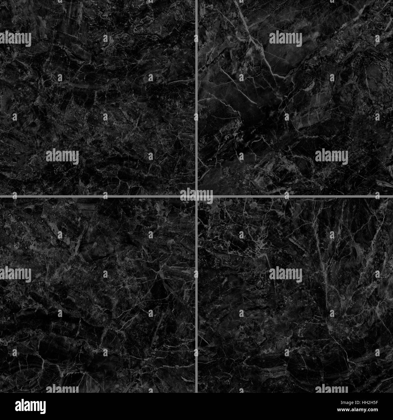 Quattro differenti di marmo nero texture. (Alta.res.) Foto Stock