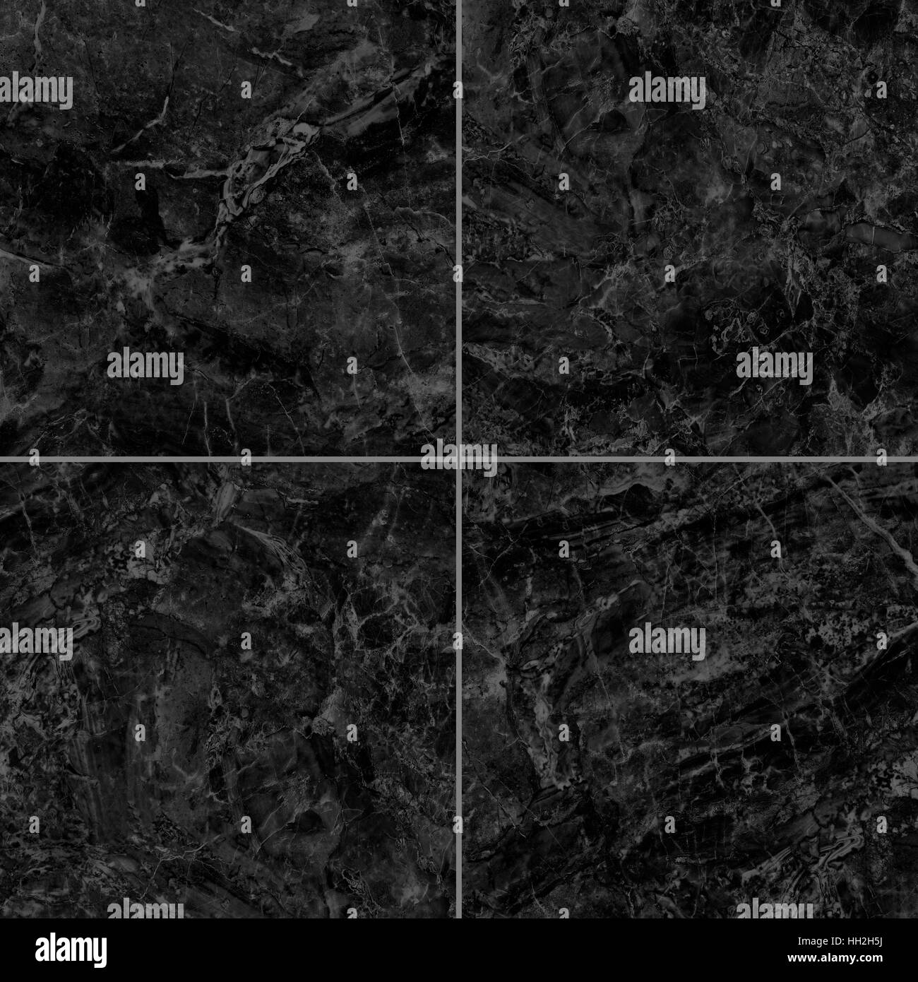 Quattro differenti di marmo nero texture. (Alta.res.) Foto Stock