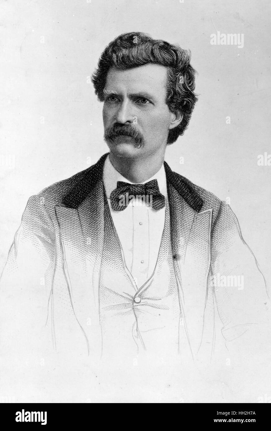 Incisione di Mark Twain (Samuel Clemens), 1835-1910 Foto Stock