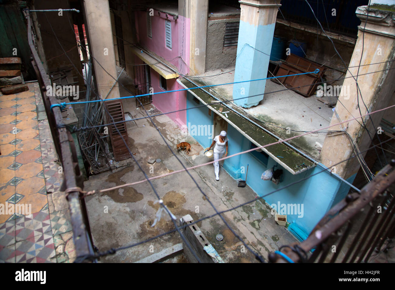Cortyard di una casa nel centro di Avana, Cuba Foto Stock