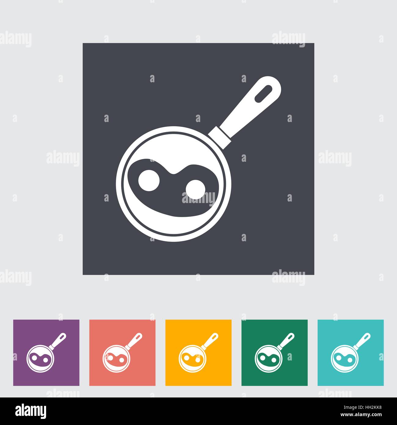 Uova strapazzate. Piatto unico icona sul pulsante. Illustrazione Vettoriale. Illustrazione Vettoriale