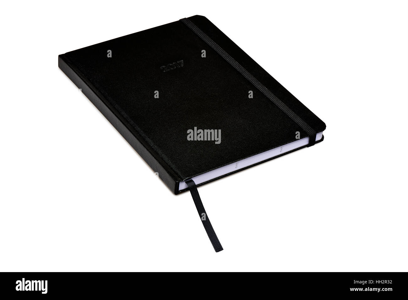 Black hard cover Planner isolato su bianco con tracciato di ritaglio Foto Stock