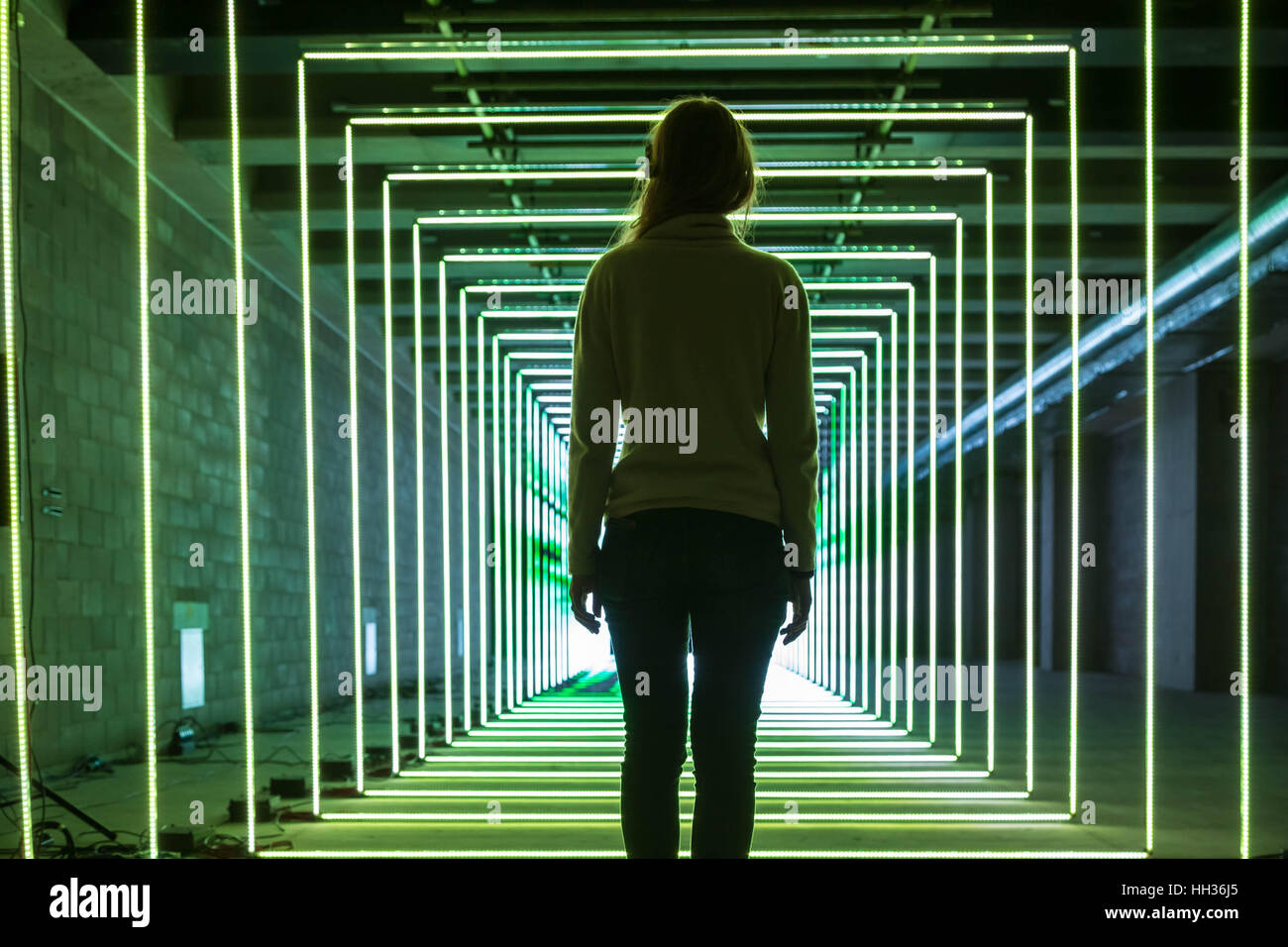 Londra, Regno Unito. 16 gennaio, 2017. Inverno luci arte interattiva per le installazioni presso Canary Wharf © Guy Corbishley/Alamy Live News Foto Stock