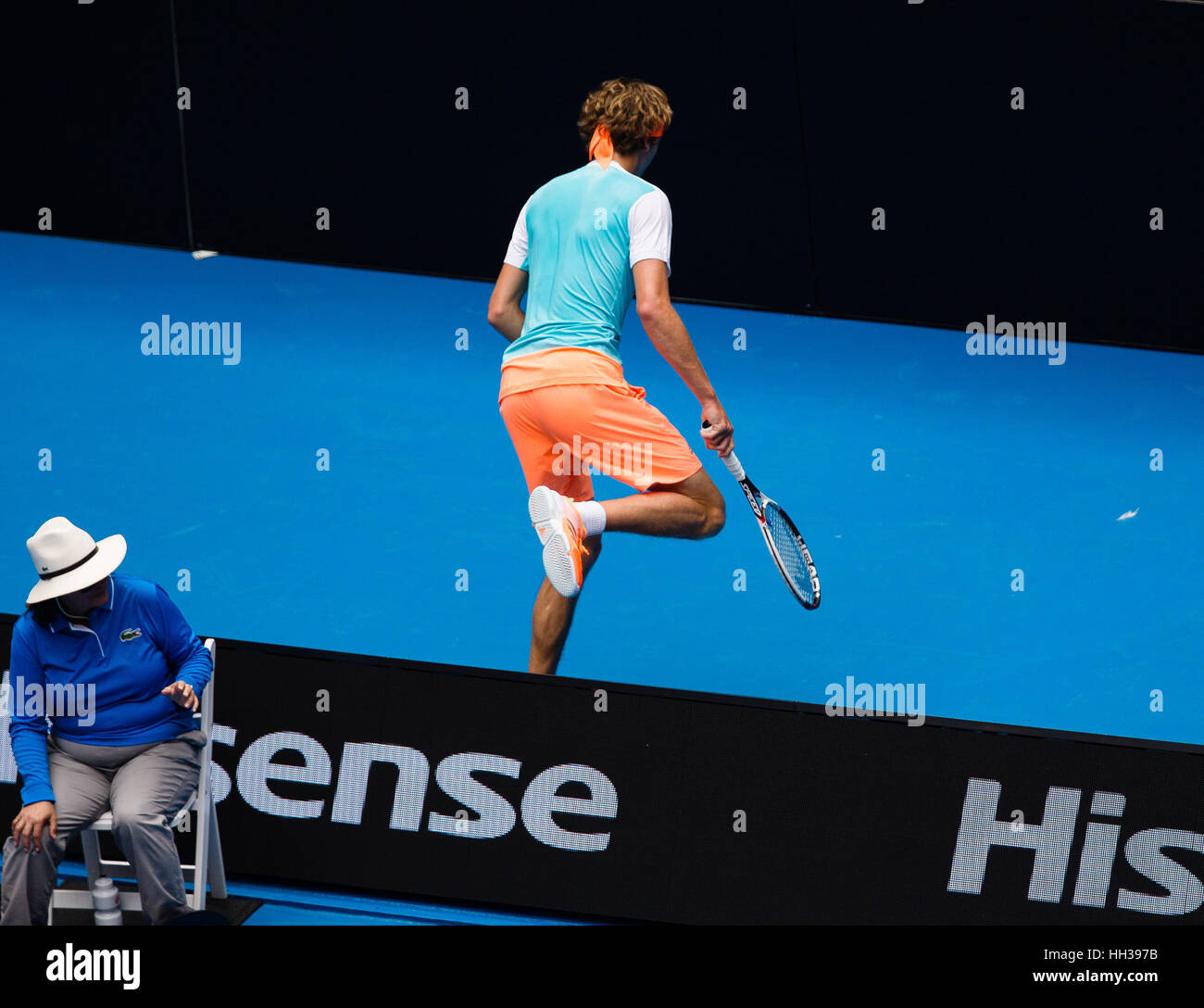 Alexander Zverev della Germania durante il 2017 Open di Australia a Melbourne Park, Australia. Credito: Frank Molter/Alamy Foto Stock