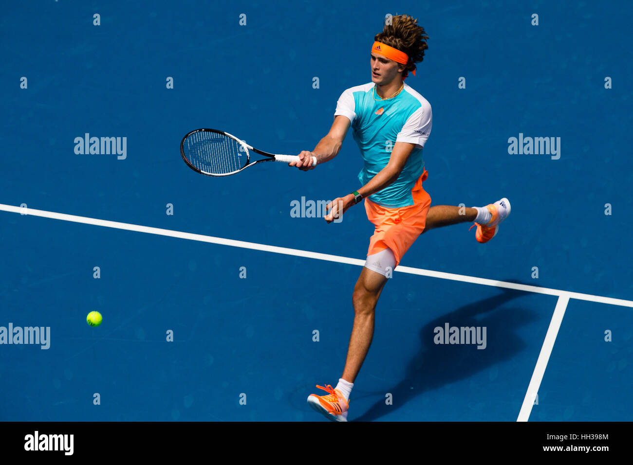 Alexander Zverev della Germania durante il 2017 Open di Australia a Melbourne Park, Australia. Credito: Frank Molter/Alamy Foto Stock