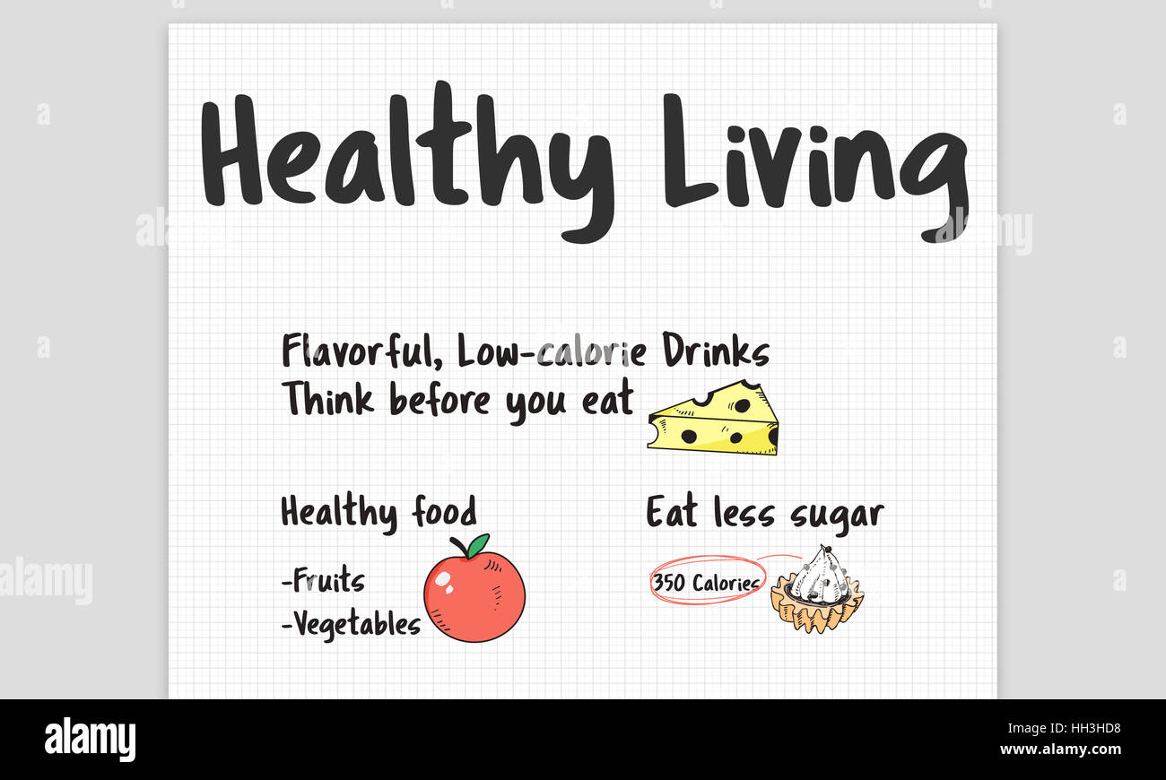 Una dieta salutare lista delle cose da fare di Notes Concept Foto Stock