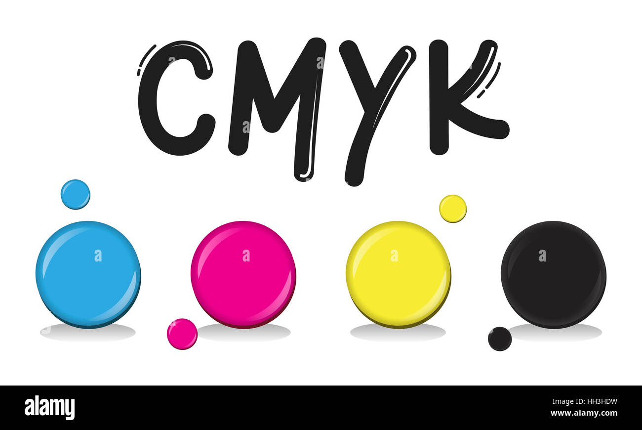 CMYK Design Creative inchiostro colore miscela il concetto di stampa Foto Stock