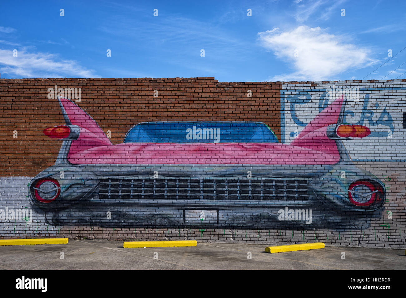 Dallas, Texas: il Deep Ellum area della città è conosciuta per la vasta arti graffiti dipinti sui muri Foto Stock