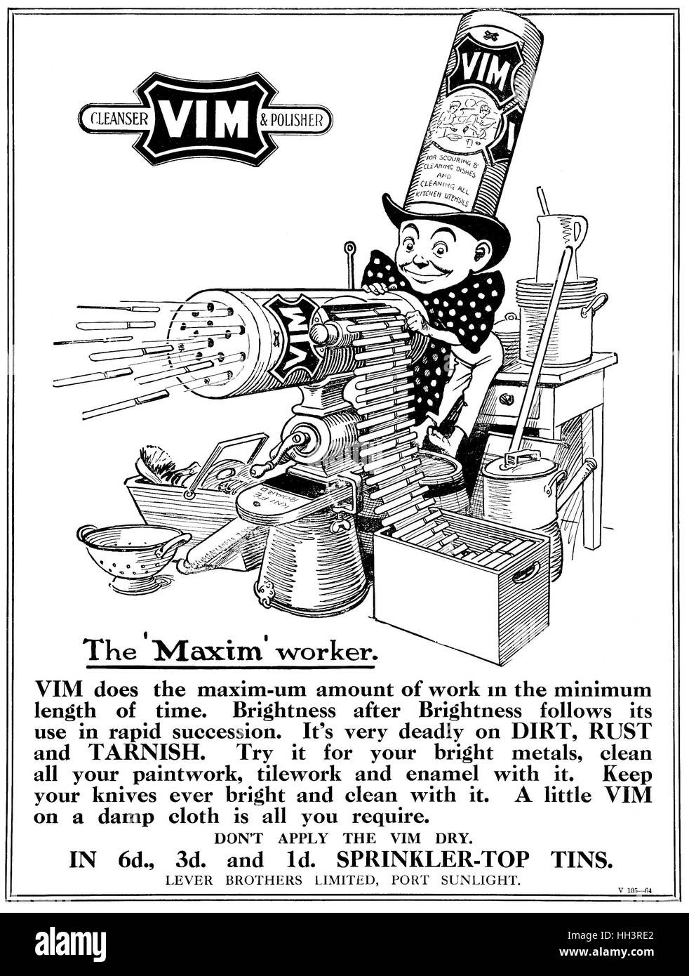 1917 bellico inglese pubblicità per Vim detergente domestico e lucidante Foto Stock