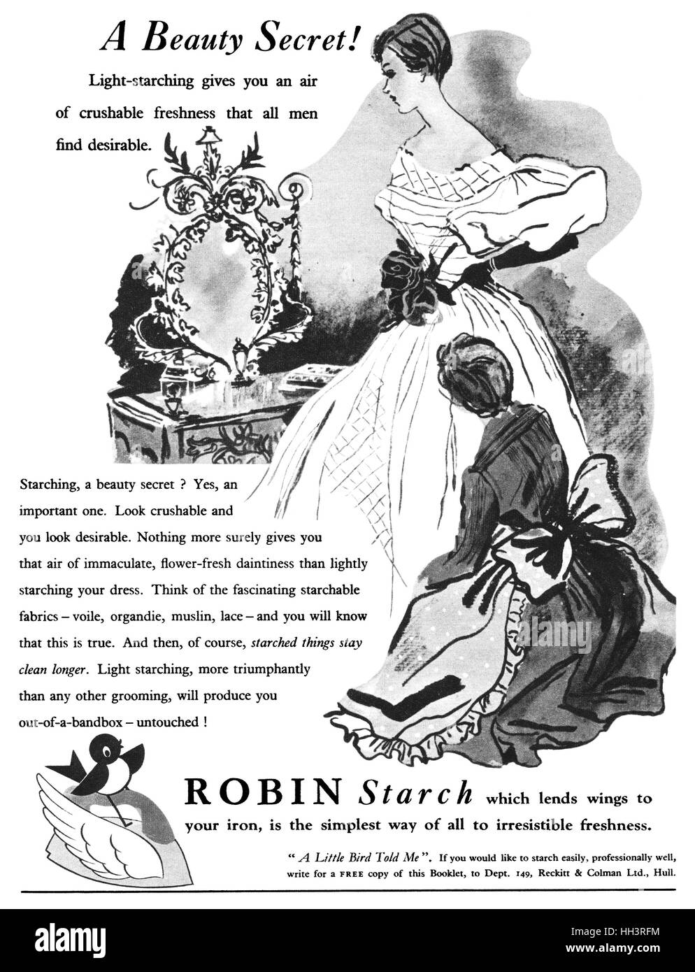1950 British pubblicità per Reckitt & Colman Robin amido Foto Stock