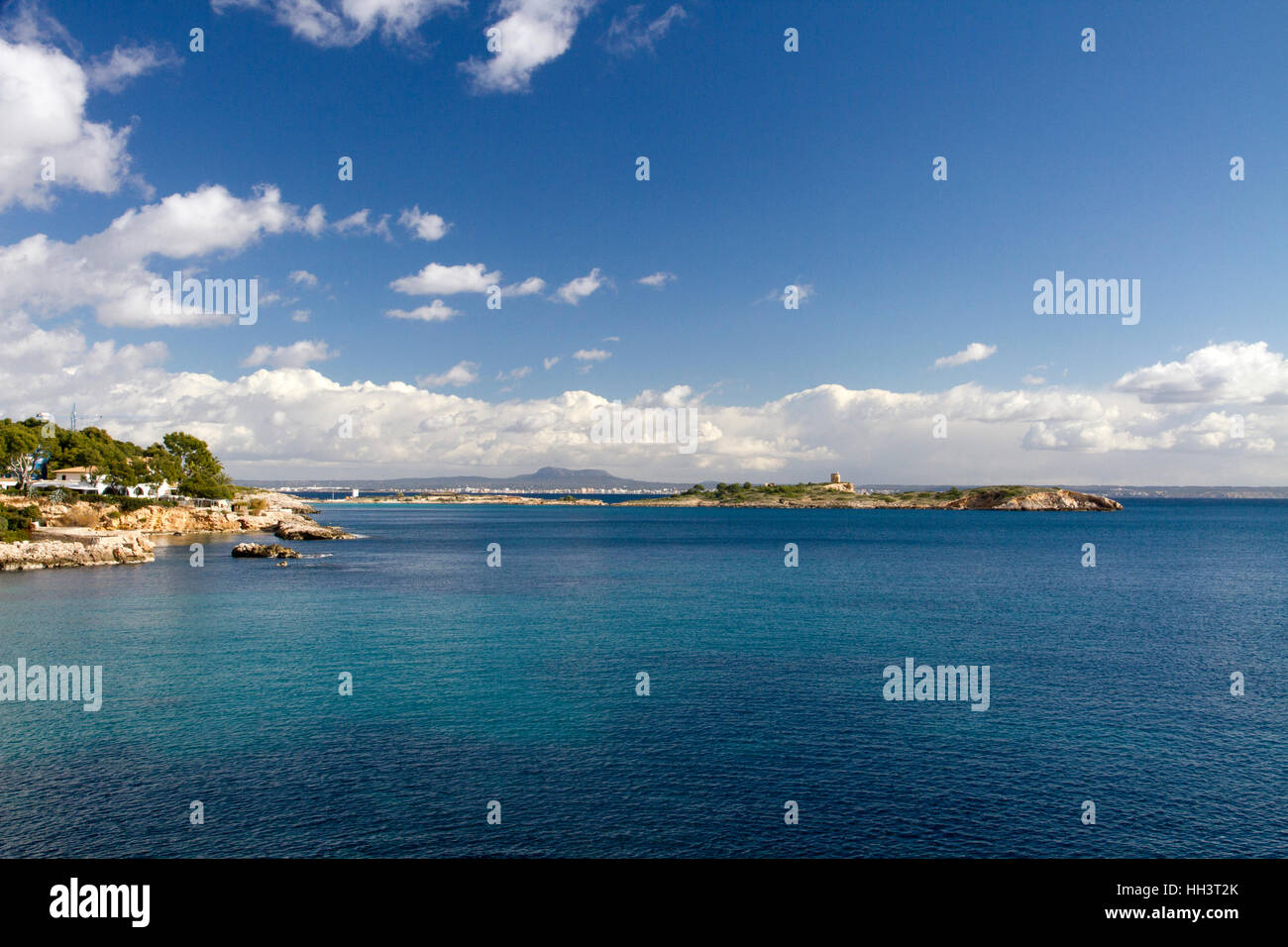 Mallorca panoramica mare seascape acqua pulita sky inverno costa sud-ovest Spagna Baleari Foto Stock