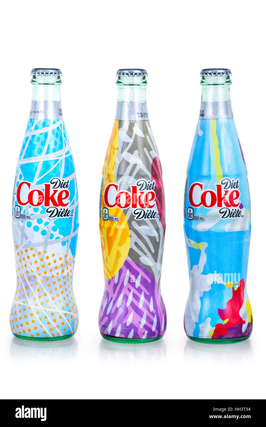 È IL MIO Diet Coke Campagna, speciali bottiglie di Design Foto Stock