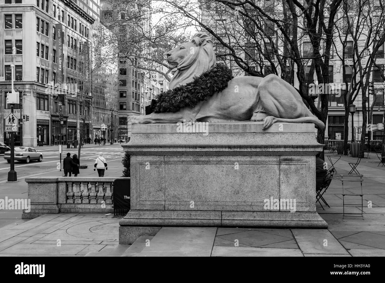 Biblioteca Pubblica di New York, 5th Ave, New York. Foto Stock