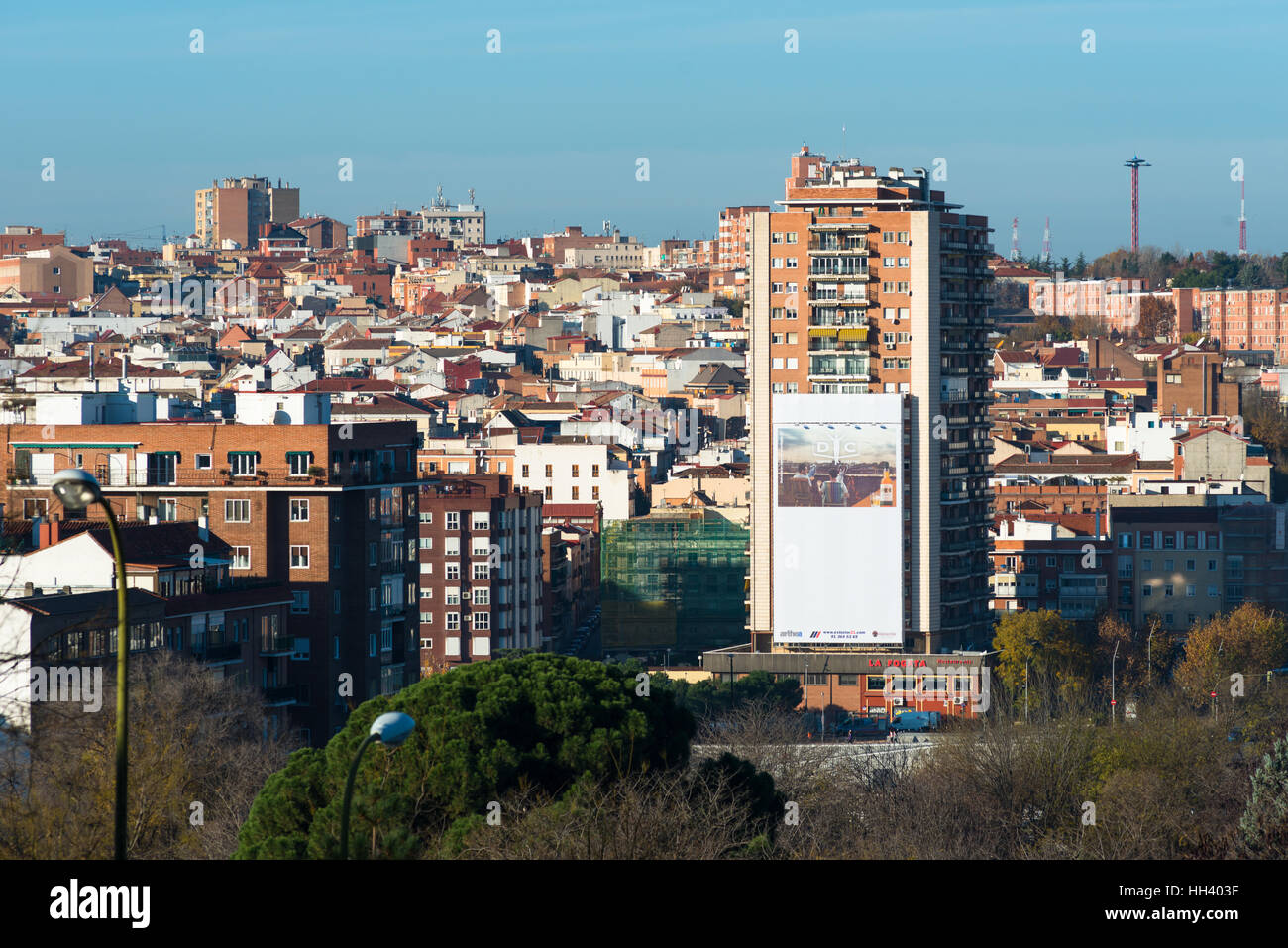 Madrid skyline suburbana. Spagna. Foto Stock