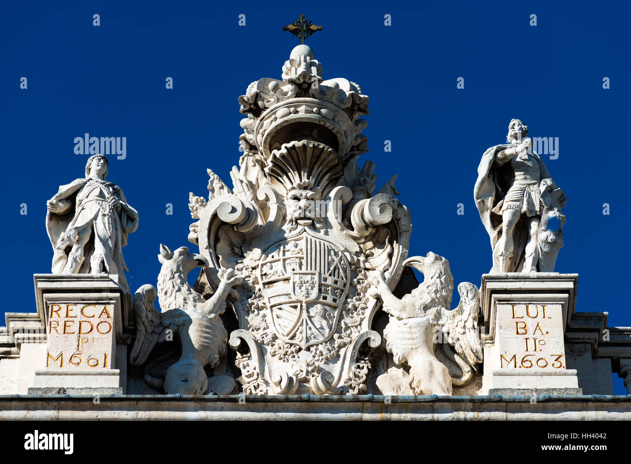 Close up dettaglio del Palazzo Reale. Madrid, Spagna. Foto Stock