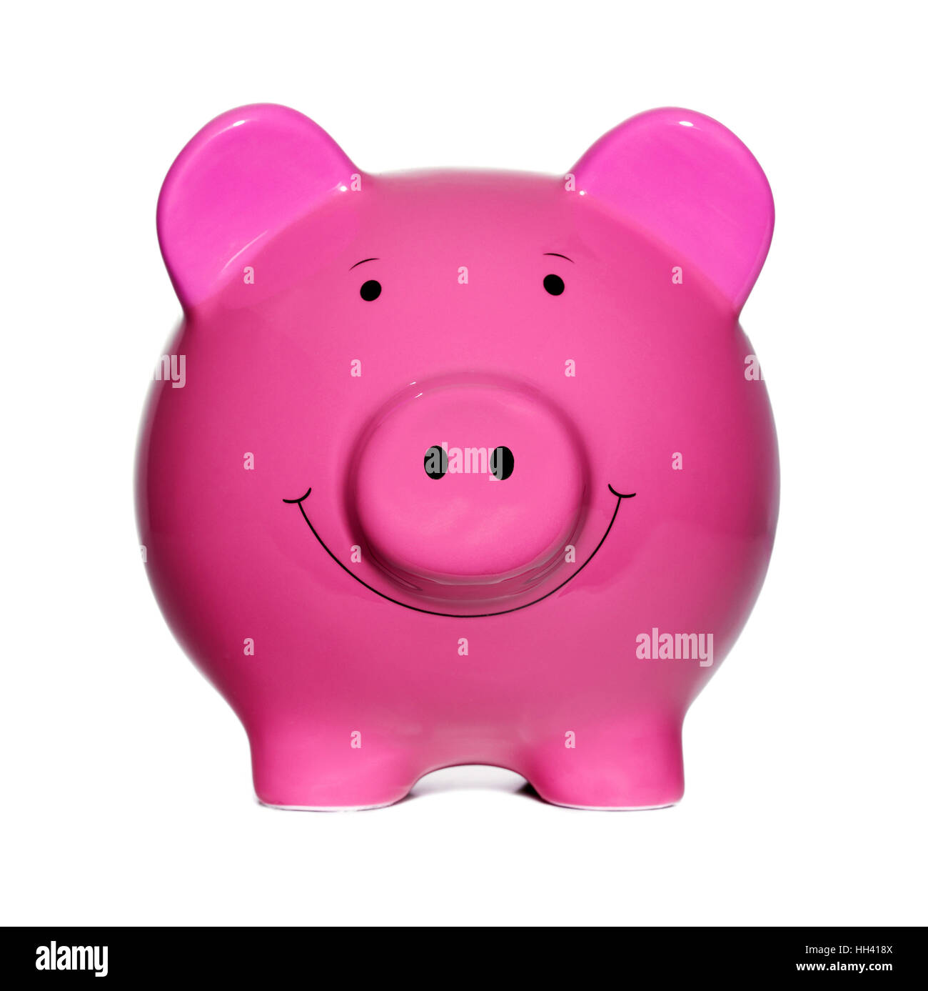 Rosa Salvadanaio isolato su uno sfondo bianco Foto Stock