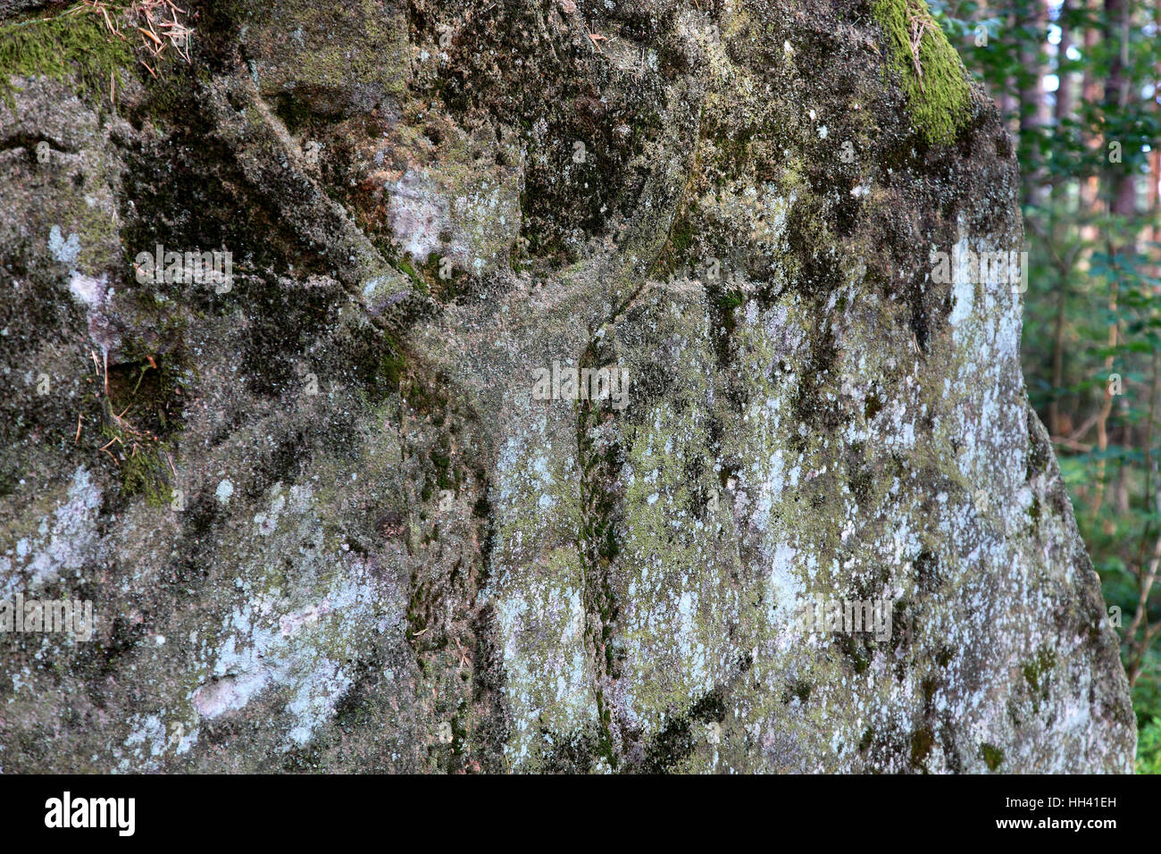 Weathered rilievo piatto, presumibilmente Volto Santo tipo, crocifisso, parte di un antico percorso del pellegrinaggio, Ernst-Michel rocce vicino Mainleus, distretto di Kulmbach Foto Stock