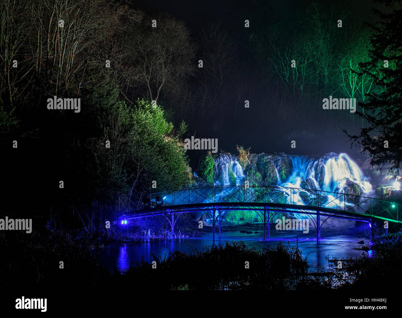 Il Palazzo di Blenheim durante il natale display luci Foto Stock