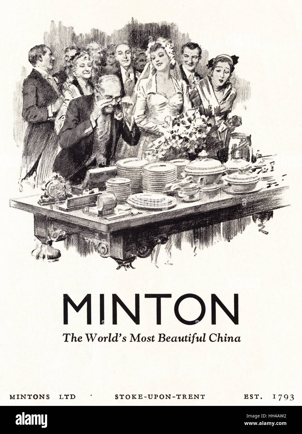Anni Cinquanta pubblicità pubblicità dal vecchio originale vintage rivista inglese datato 1950 pubblicità per Minton cina di Stoke-su-Trent England Regno Unito Foto Stock