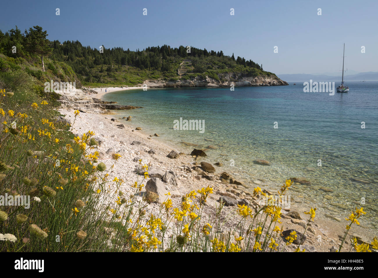 Kipiadi spiaggia sulla costa est, Paxos, Isole Ionie, isole greche, Grecia, Europa Foto Stock