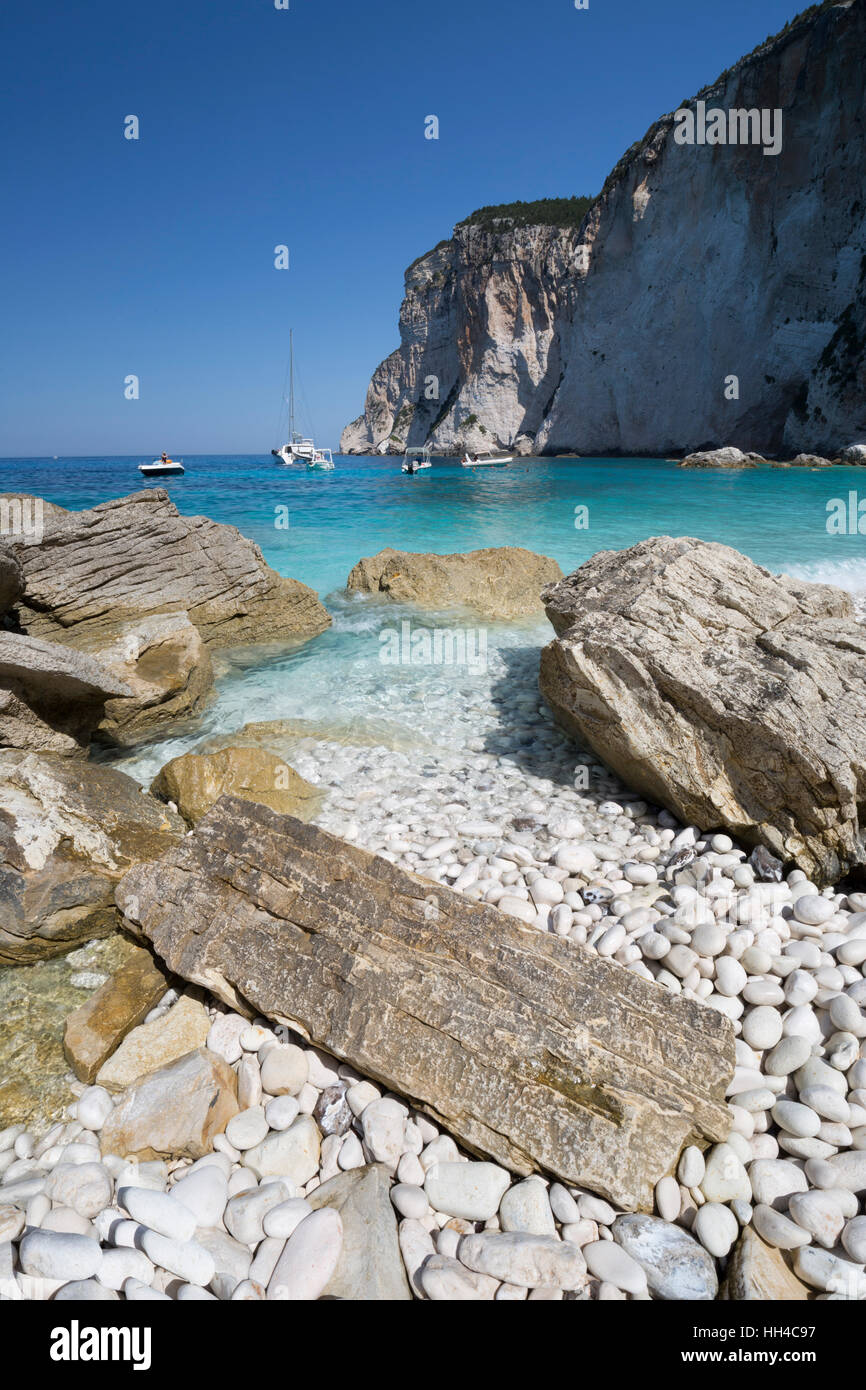 Erimitis Beach sulla costa ovest, Paxos, Isole Ionie, isole greche, Grecia, Europa Foto Stock