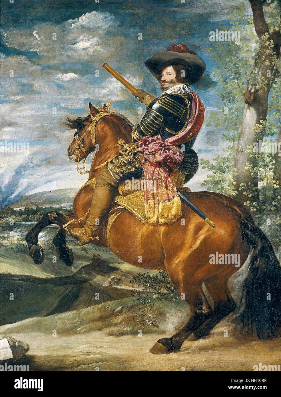 Count-Duke Olivares, da Diego Velázquez. Gaspar de Guzmán, Count-Duke di Olivares Ritratto equestre dell'Count-Duke di Olivares da Diego Velázquez 1636 Foto Stock