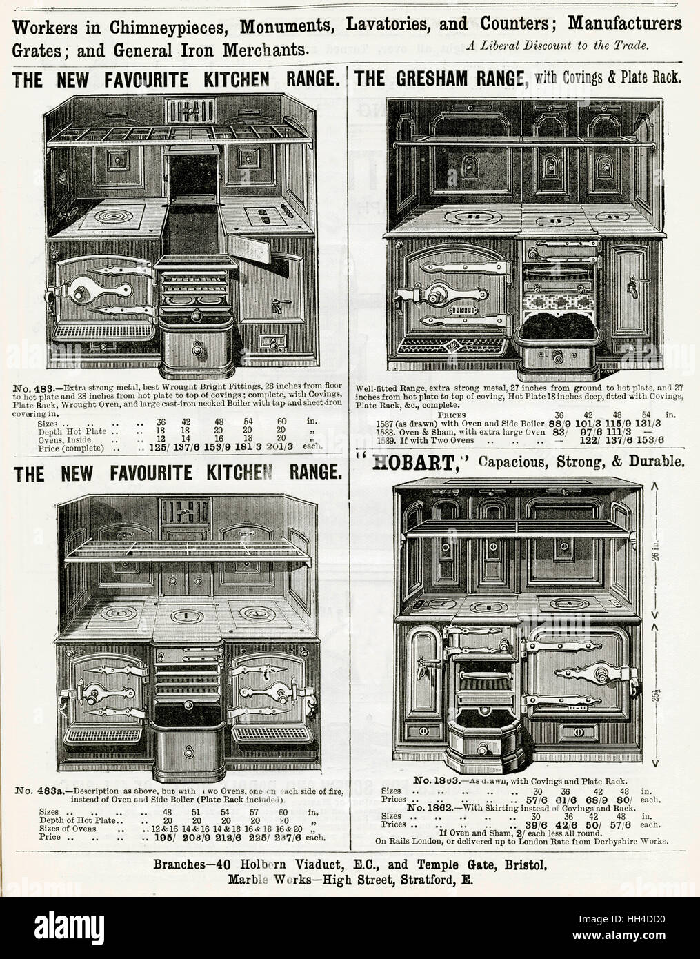 Pubblicità per cucine 1888 Foto Stock