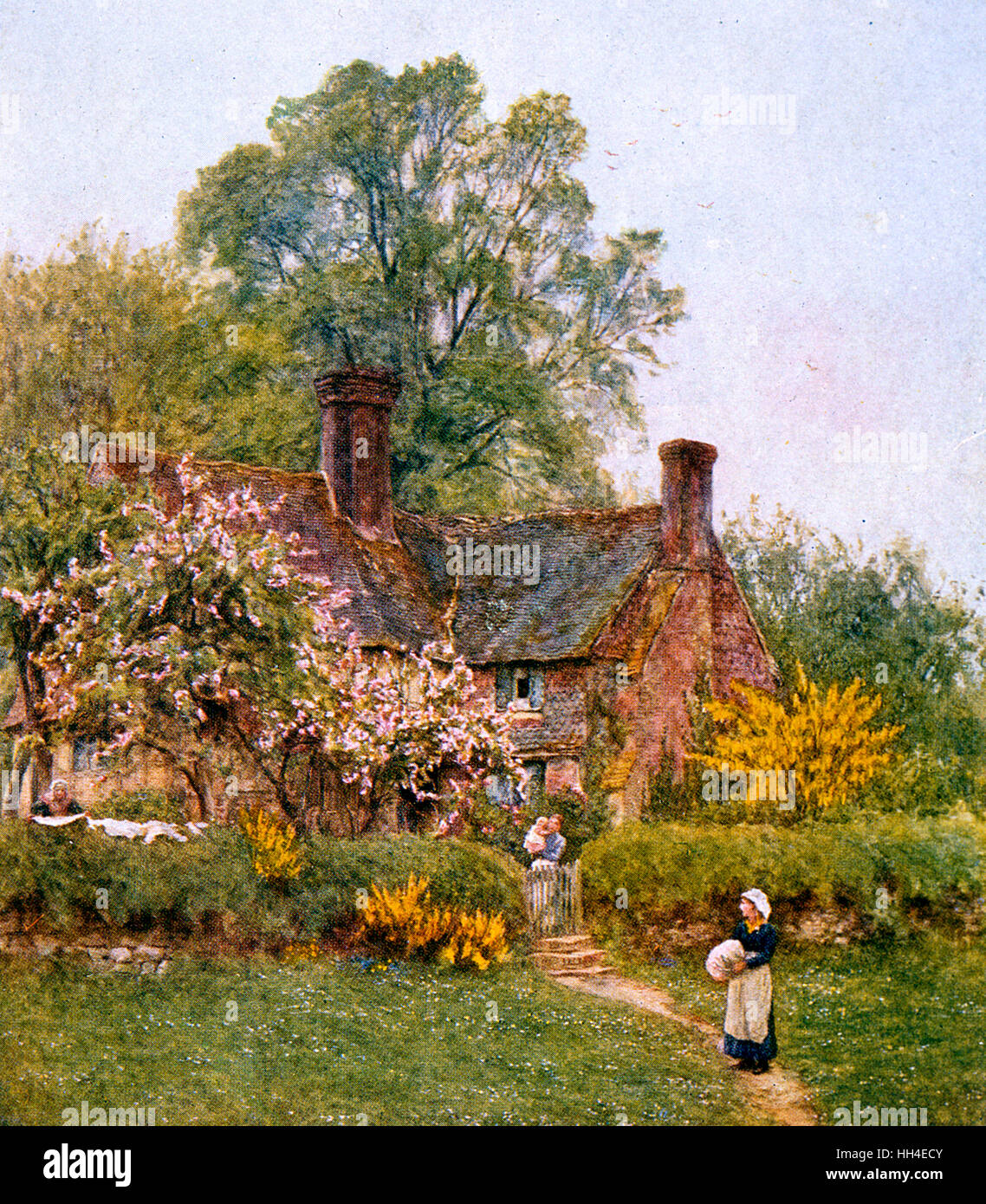 Un cottage a Chiddingfold, Surrey, circondato da alberi Foto Stock