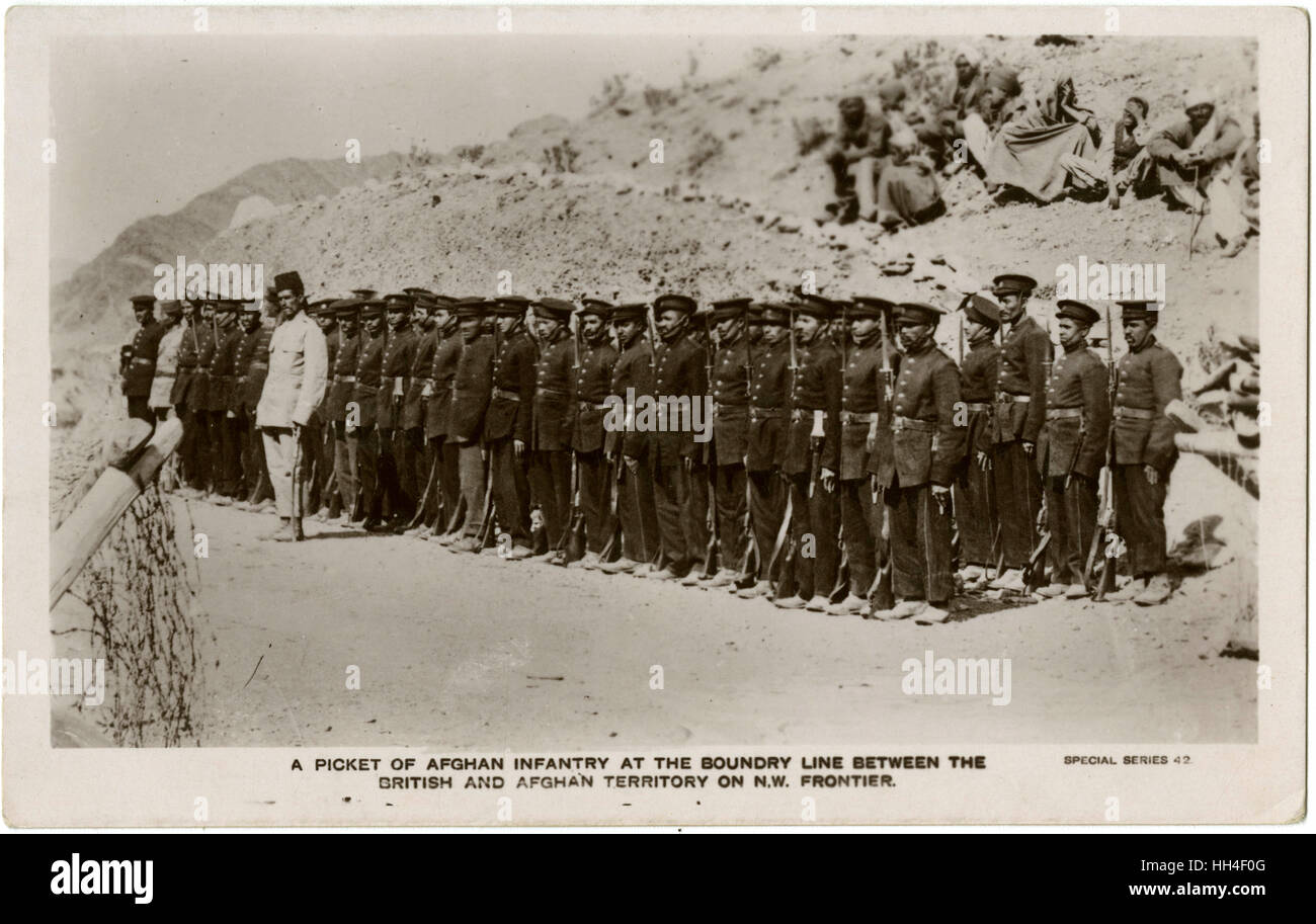 Provincia di frontiera nord-occidentale - Picket della fanteria afghana Foto Stock
