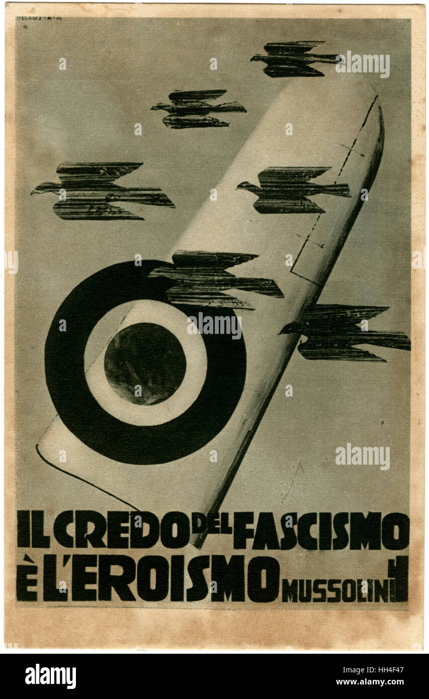 Mussolini - cartolina italiana fascista Propaganda Foto Stock
