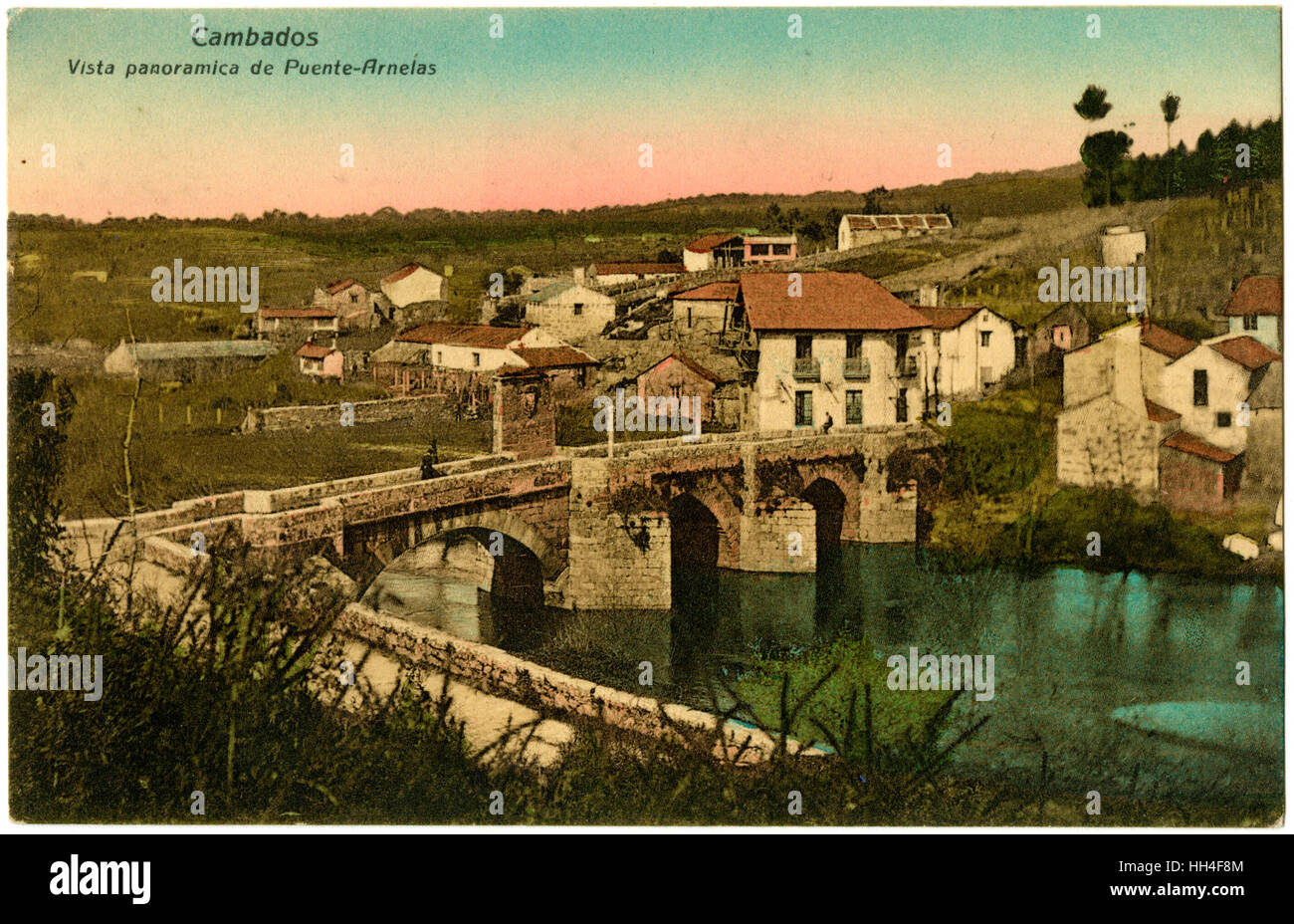 Il ponte su Lumia, Ribadumia, Pontevedra, Spagna Foto Stock