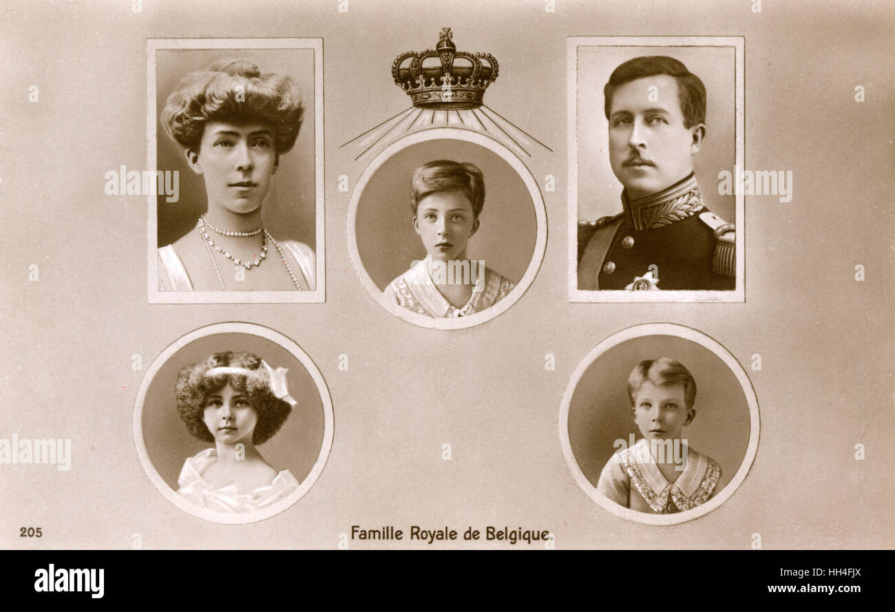 Alberto i - Re del Belgio e la sua Famiglia Foto Stock