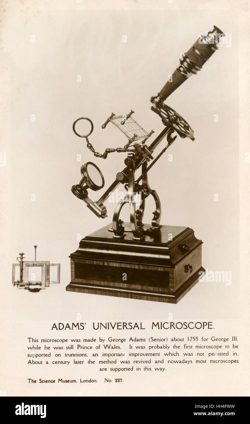 Microscopio universale di Adam Foto Stock