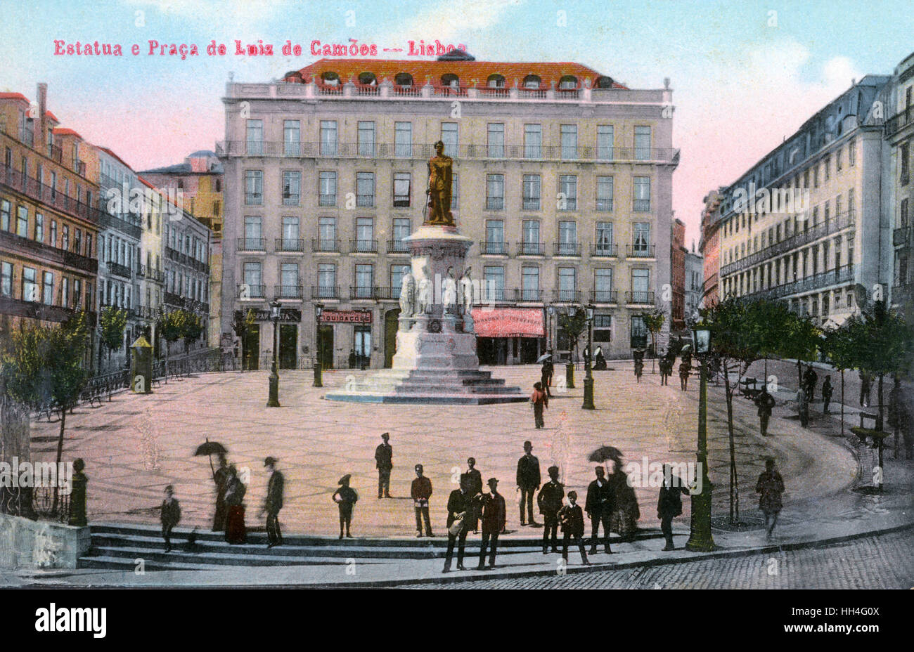 Praca de Luiz de Camoes, Lisbona, Portogallo Foto Stock