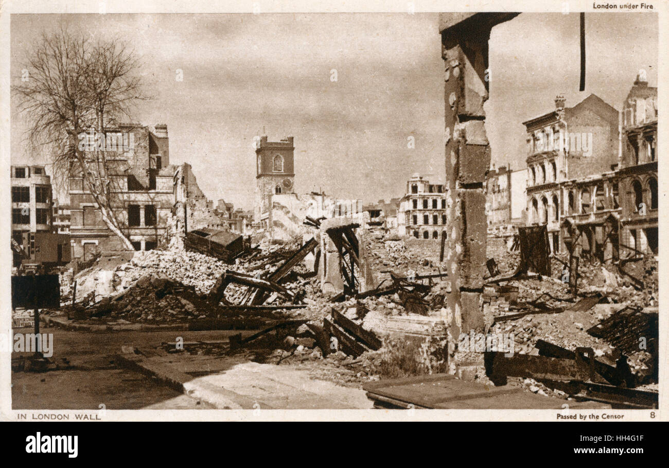 WW2 - Londra sotto il fuoco - London Wall Foto Stock