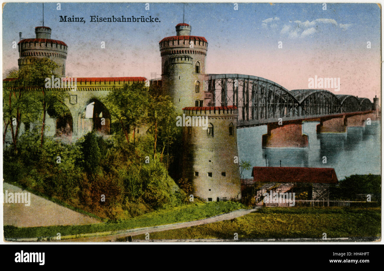 Mainz, Germania - Eisenbahnbrucke Foto Stock