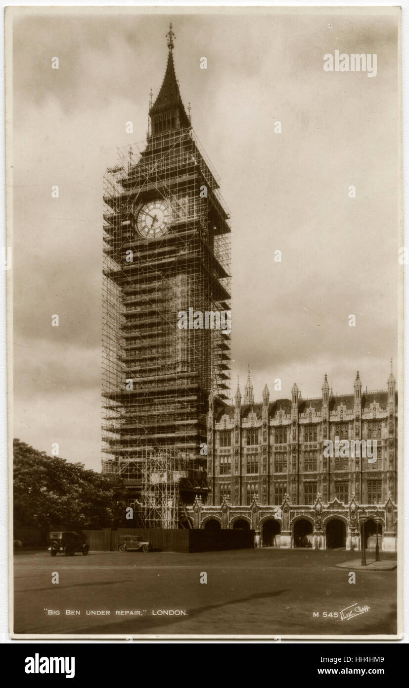 Big ben in riparazione - impalcatura - Case del Parlamento Foto Stock