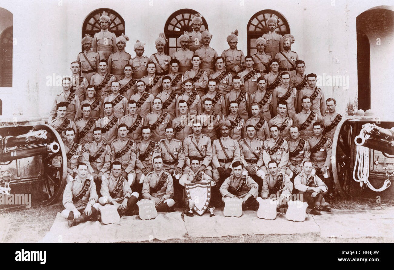 Foto di gruppo, No. 4 Mountain Battery RGA Cricket team, India Foto Stock