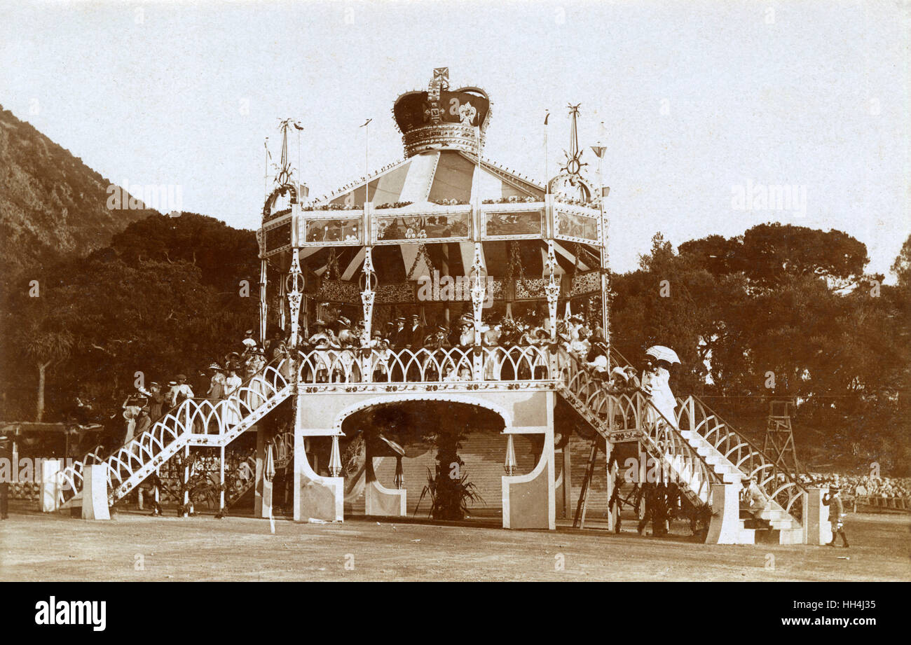 Il Royal Pavilion, Grand Parade, Gibilterra, eretto per royal visite nel 1911 e 1912. Foto Stock
