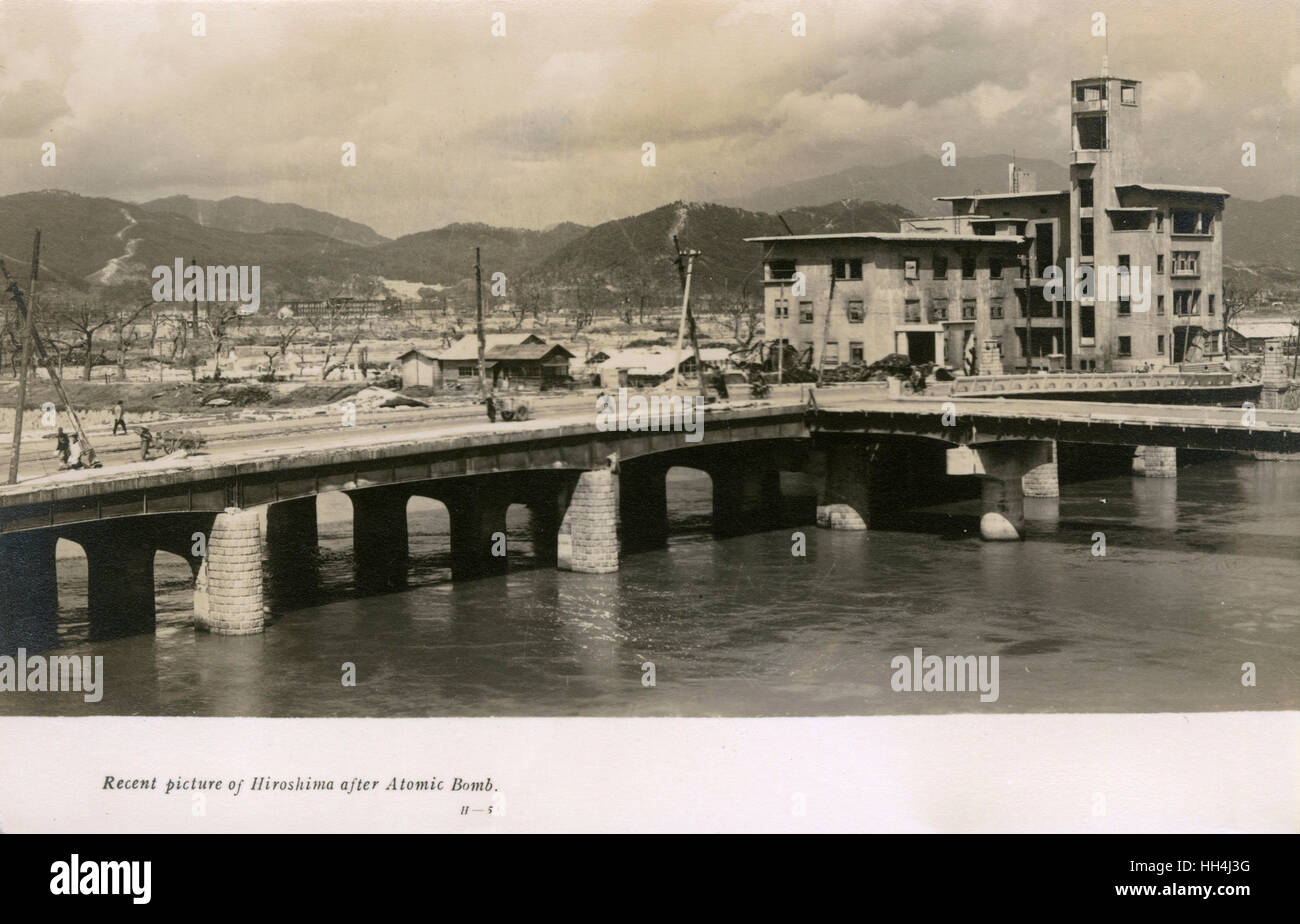 Scena dopo bomba atomica, Hiroshima, Giappone Foto Stock