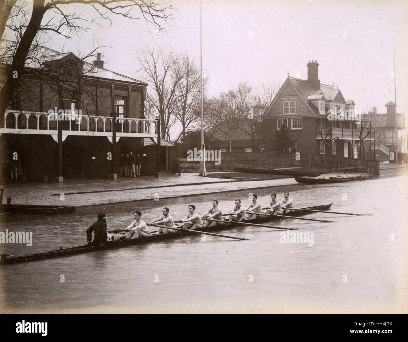 Cambridge canottaggio equipaggio sul fiume Cam, 1911 Foto Stock