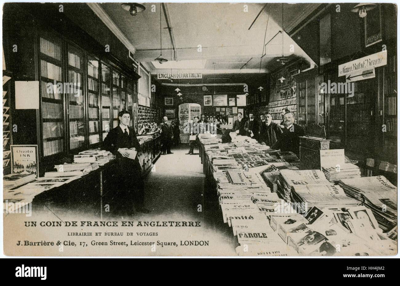 Libreria francese e agente di viaggio al largo di Leicester Square, Londra Foto Stock