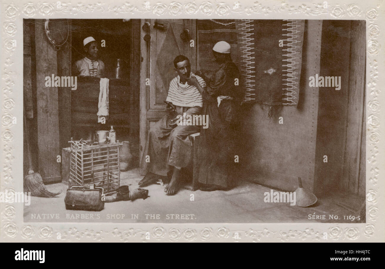 Barber's Shop sulla strada in Egitto Foto Stock