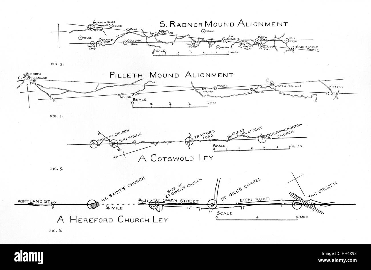 Allineamenti di tumulo e linee di passaggio Foto Stock